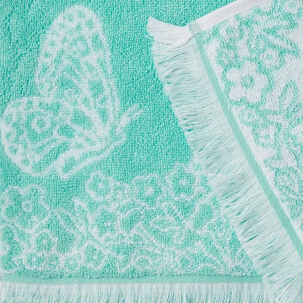 Pioneer Woman Bath Towel Set Sculpted Stripe Velour Soft Silver Cotton Butterfly